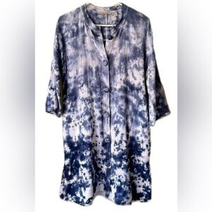 Soft Surroundings Islander Jacket Blue Ombré Tie Dye Cotton Womens‎ XS Beachy